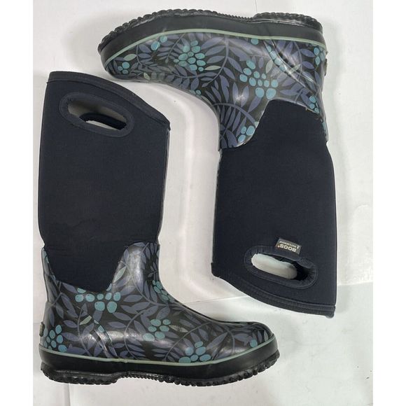 BOGS Womens Winterberry Blue Black Tall Waterproof Boots Size 8 US Mud Farming - Picture 7 of 13
